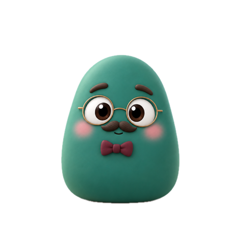 Alfred Adler as a round Mivelu figure with round glasses, a moustache and a bow tie